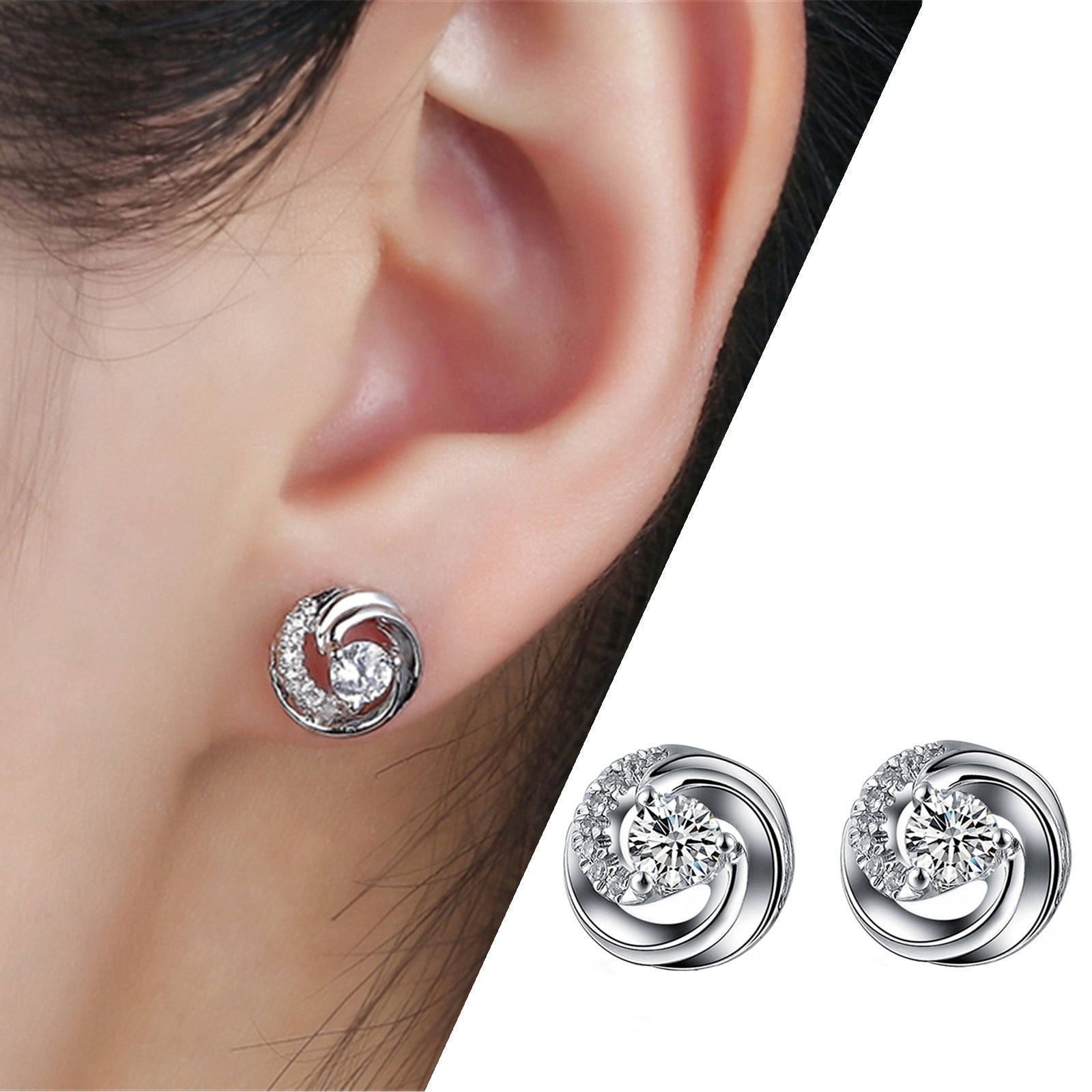 OINICIO 925 Silver Plated Platinum Earring – oiniciojewelry